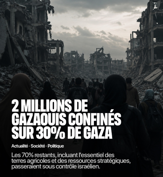 LE NOUVEAU PLAN POUR GAZA : 2 MILLIONS DE PALESTINIENS PARQUÉS SUR SEULEMENT 30% DU TERRITOIRE.