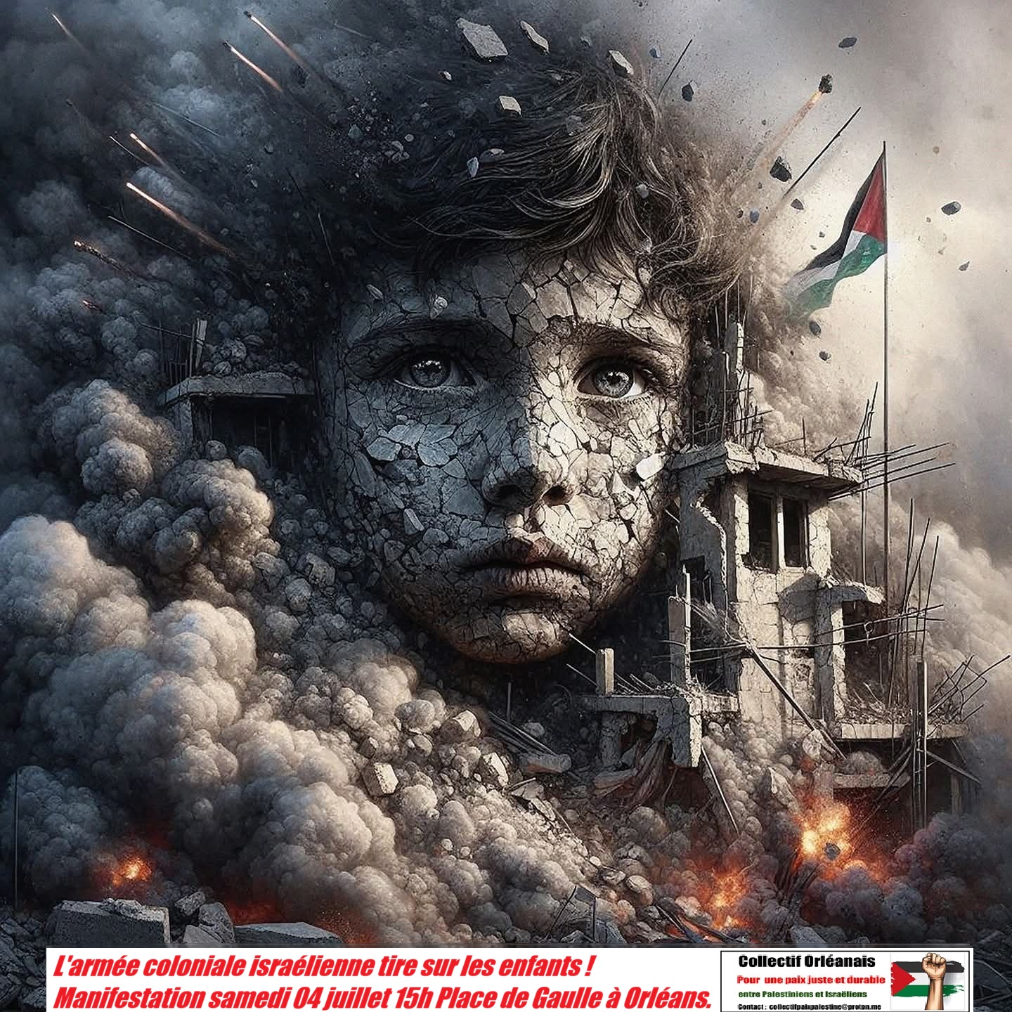 NON AU GÉNOCIDE DES ENFANTS : Manifestons samedi 4 juillet à 15h à Orléans