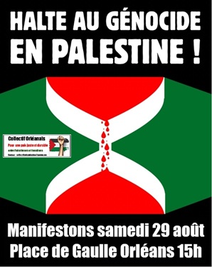 Manifestons samedi 29 août 15h Place de Gaulle à Orléans !