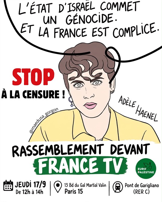 Stop à la censure sur la Palestine : rassemblement devant France TV jeudi !